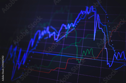 Financial data analysis graph, forex/stock chart trading background