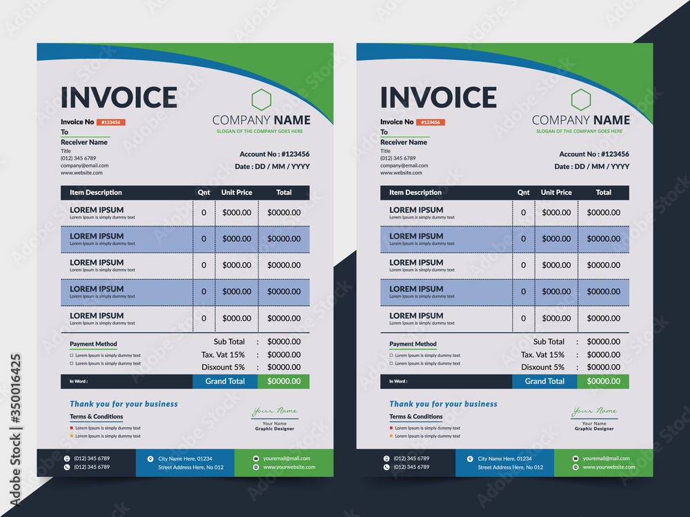 Creative Invoice design vector template Creative Invoice design vector template