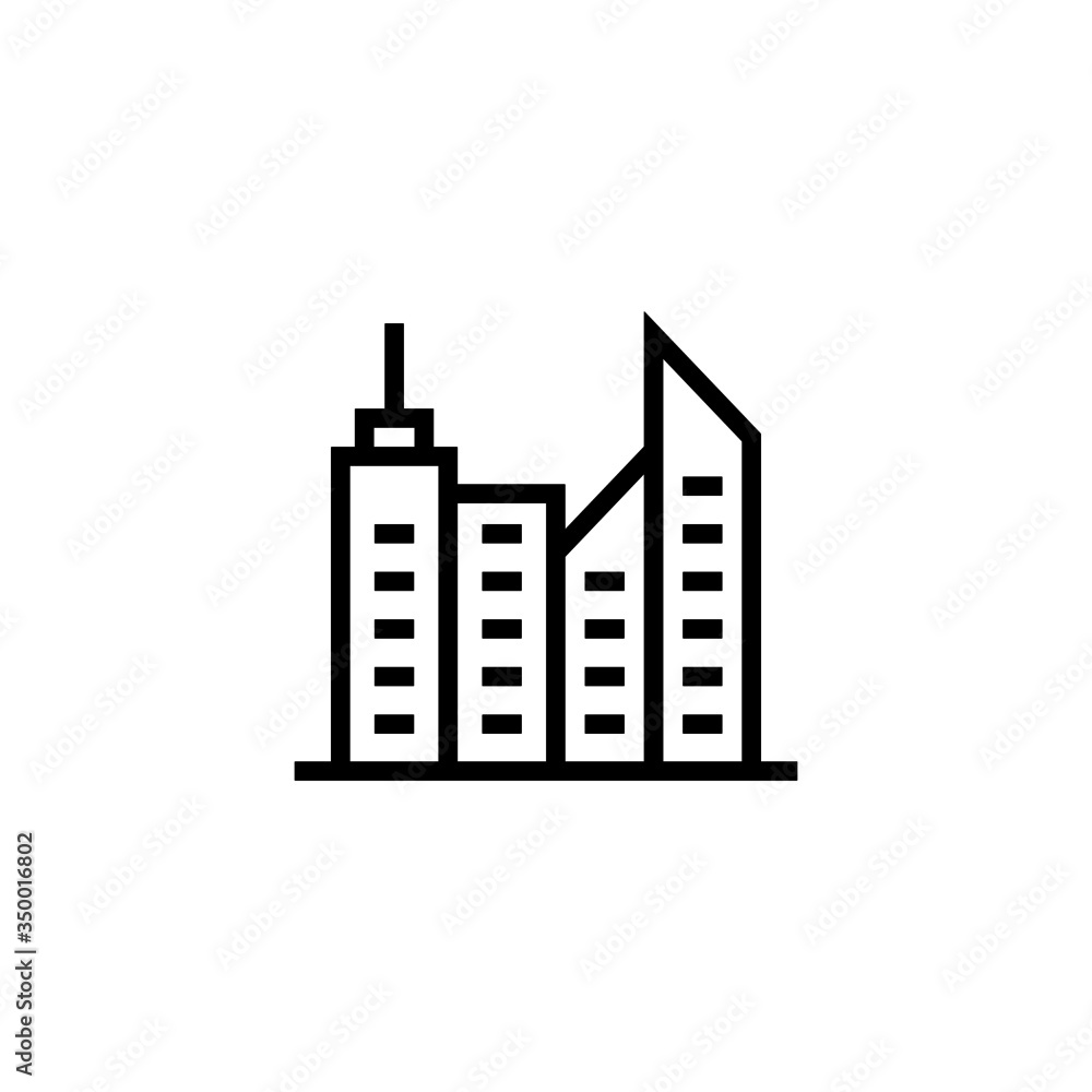 Skyline vector icon, skyline icon symbol sign in outline, lineart style on white background