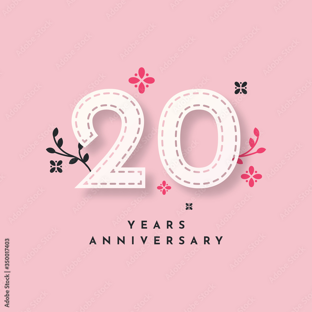 20 Years Anniversary with ropmantic element Illustreation Template design