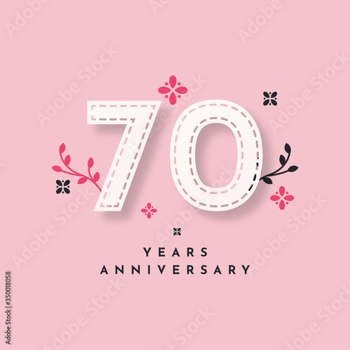70 Years Anniversary with ropmantic element Illustreation Template design