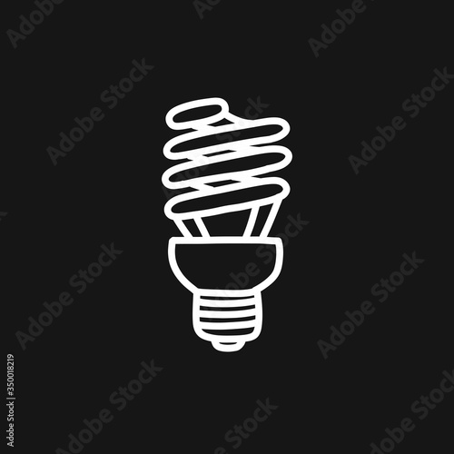 fluorescent lamp doodle icon, vector illustration