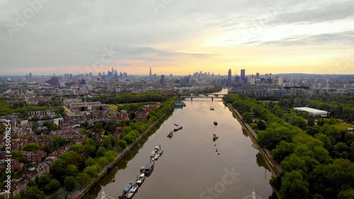 Aerial view of Chelsea and central London, UK photo