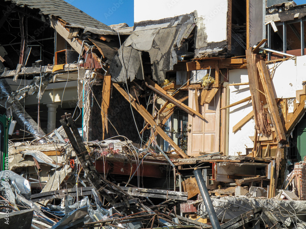 Storm damaged building