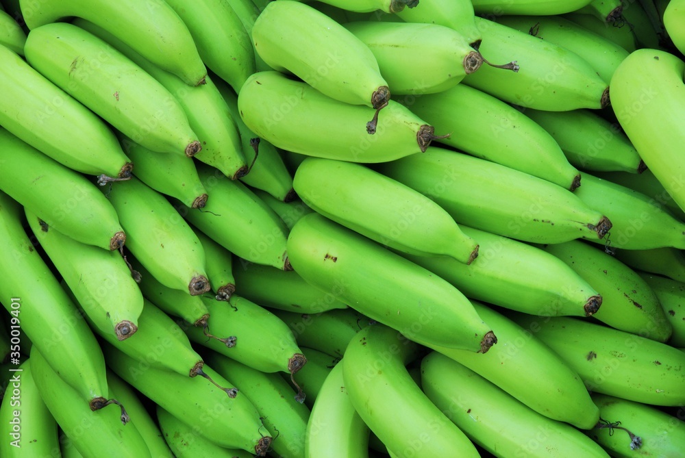 Green row banana in Thai market