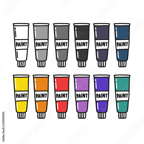 tubes of paint doodle icon, vector illustration