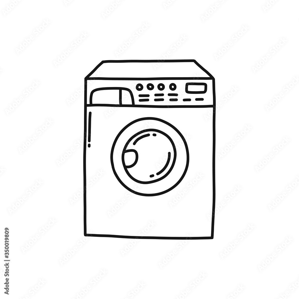 washing machine doodle icon, vector illustration