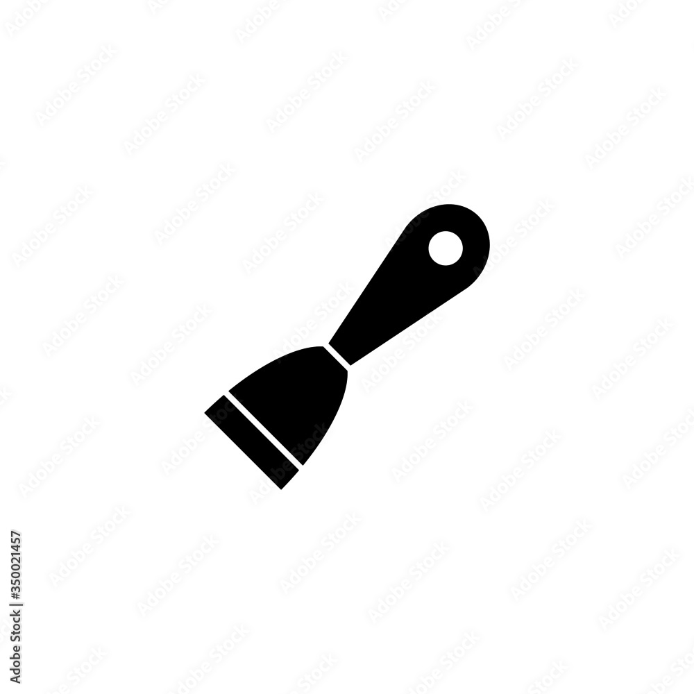 Putty knife icon symbol in black flat shape design isolated on white background Putty knife icon symbol in black flat shape design isolated on white background