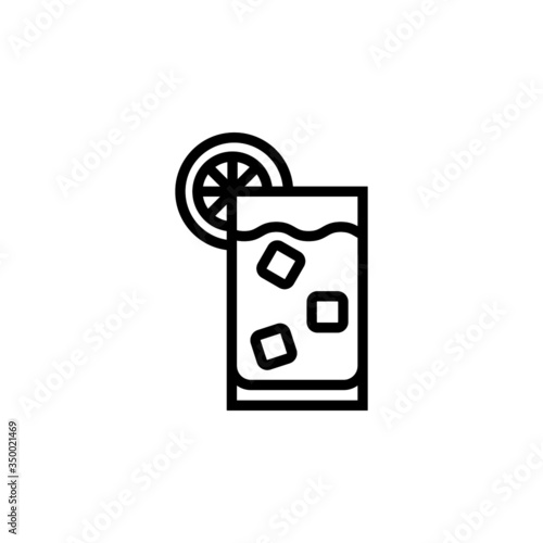 Gin with tonic icon symbol in linear, outline style isolated on white background