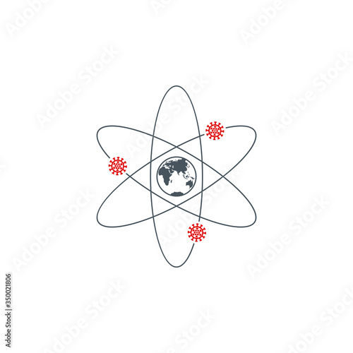Spread Coronavirus Covid19 around planet sphere location point outbreak map single line icon isolated. Perfect outline symbol Coronavirus Covid 19 pandemic banner. Quality element with editable Stroke