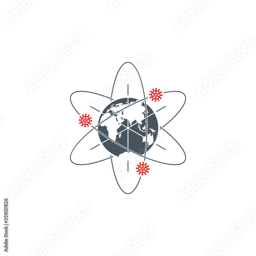 Spread Coronavirus Covid19 around planet sphere location point outbreak map single line icon isolated. Perfect outline symbol Coronavirus Covid 19 pandemic banner. Quality element with editable Stroke