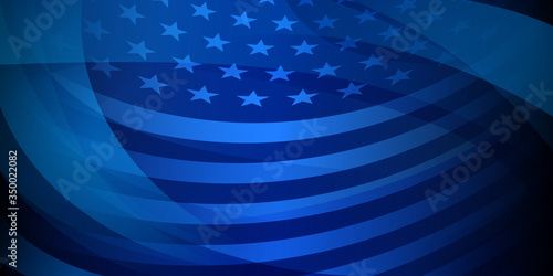 USA independence day abstract background with elements of the american flag in dark blue colors