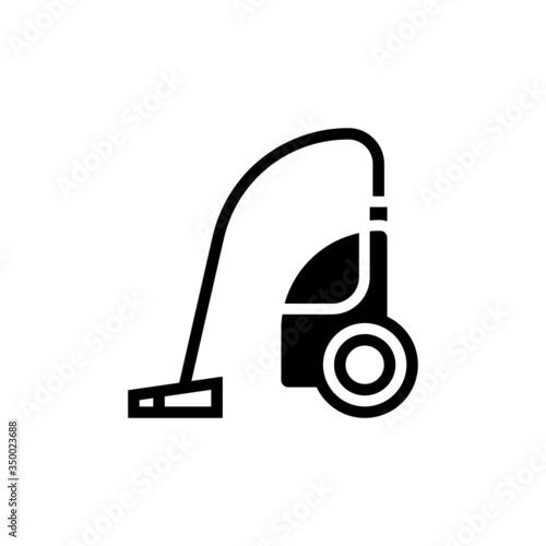 Vacuum cleaner icon in black flat shape design isolated on white background