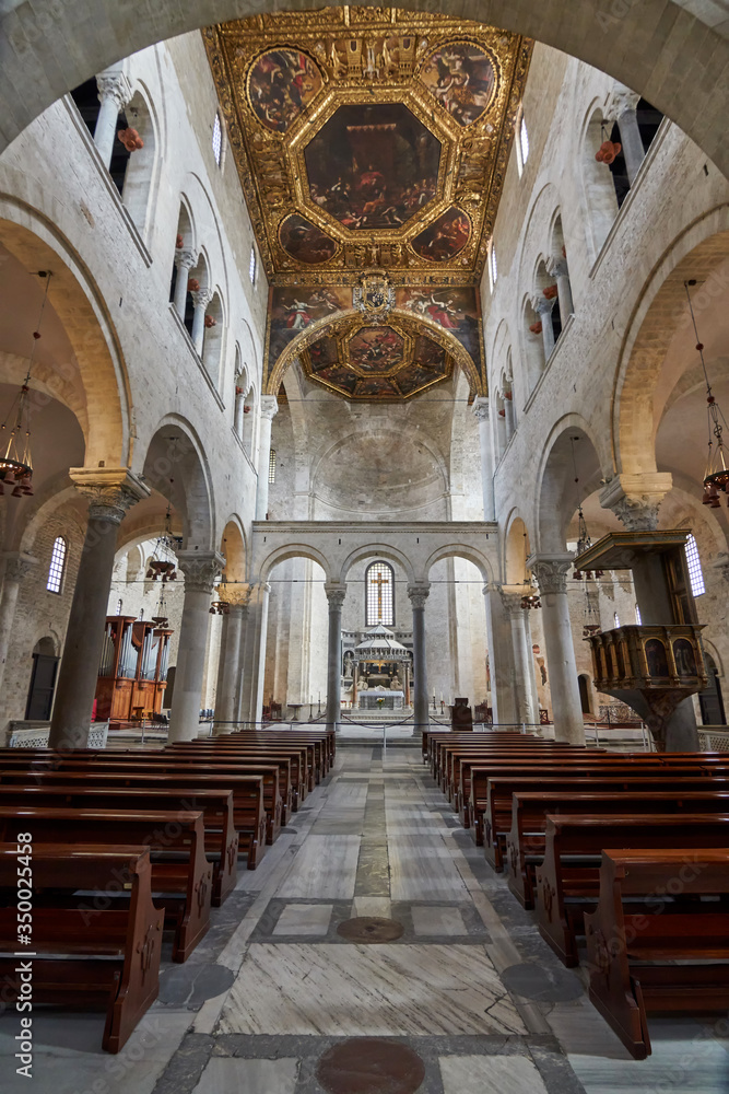 Inside View Of Basilica of Saint Nicolas Also Known As Basilica San Nicola de Bari At Bari Apulia Puglia Italy
