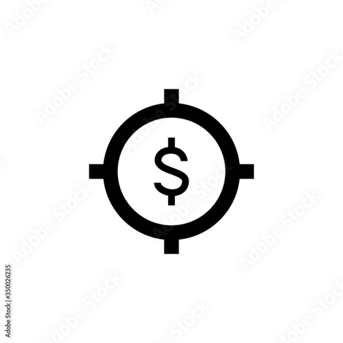 Target Investment Icon in black flat shape icon style design isolated on white background