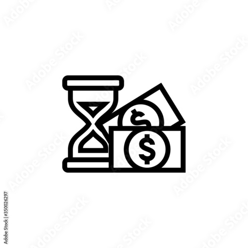 Time money icon in linear, lineout icon style isolated on white background