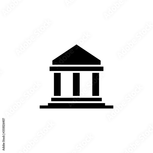 Court icon  building in black flat shape icon style design isolated on white background