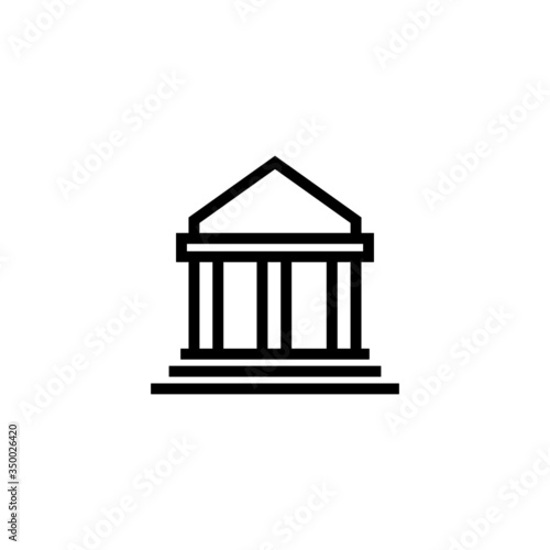 Court icon  building in linear, lineout icon style isolated on white background