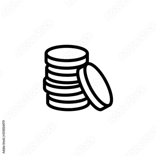 Coin icon in linear, lineout icon style isolated on white background
