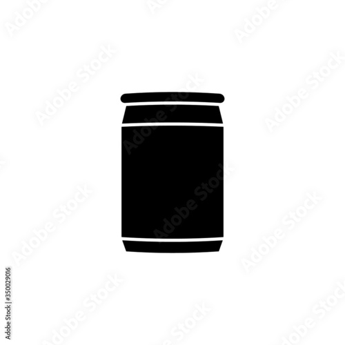 Soda can vector icon in black flat shape design isolated on white background