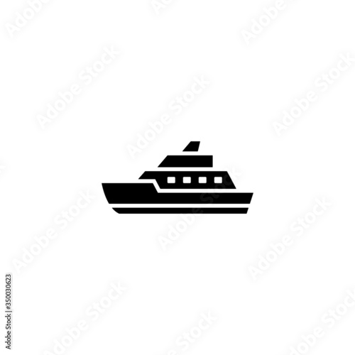 Leinwand Poster Ferry boat icon in black flat shape design isolated on white background