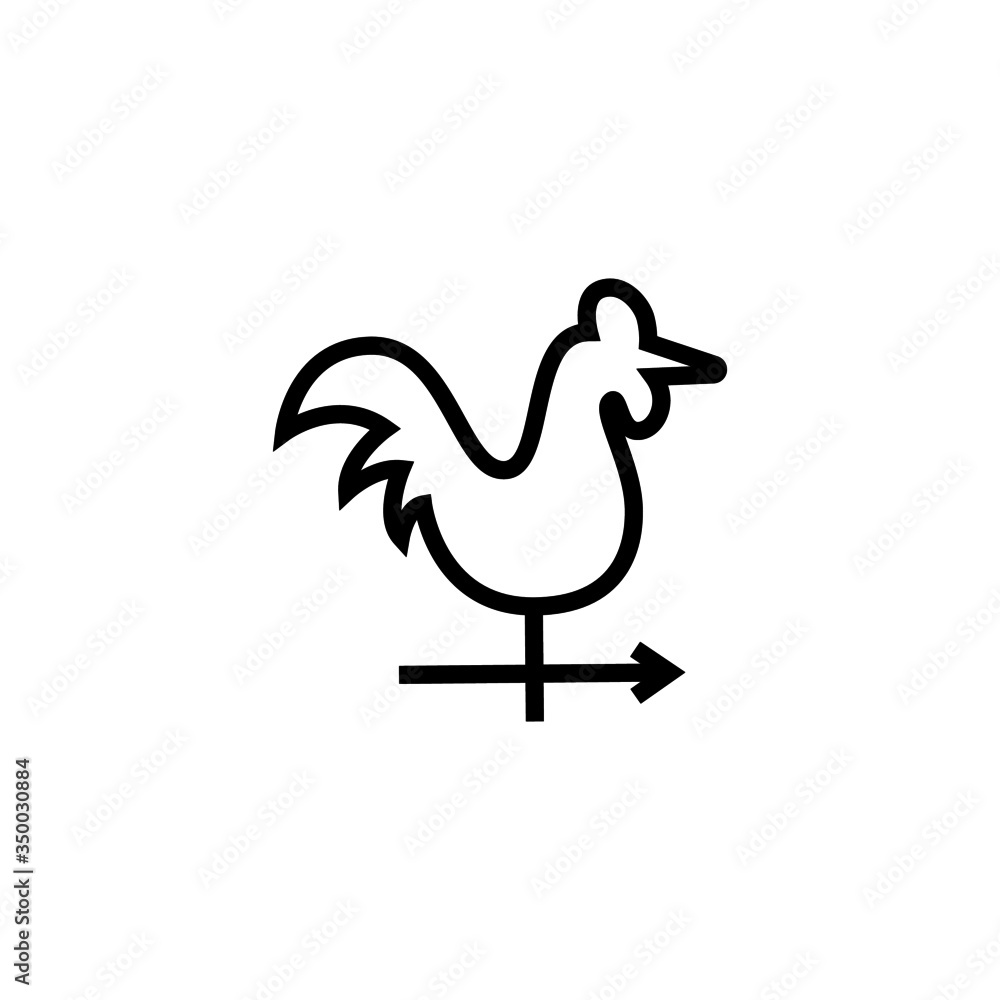 Weather vane vector icon in linear, outline style isolated on white background Weather vane vector icon in linear, outline style isolated on white background
