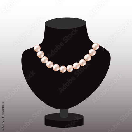 Obraz na plátně Pearl necklace on mannequin stand, vector illustration.
