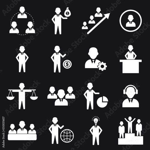 Set Of 16 Simple Human Resoures Icons photo