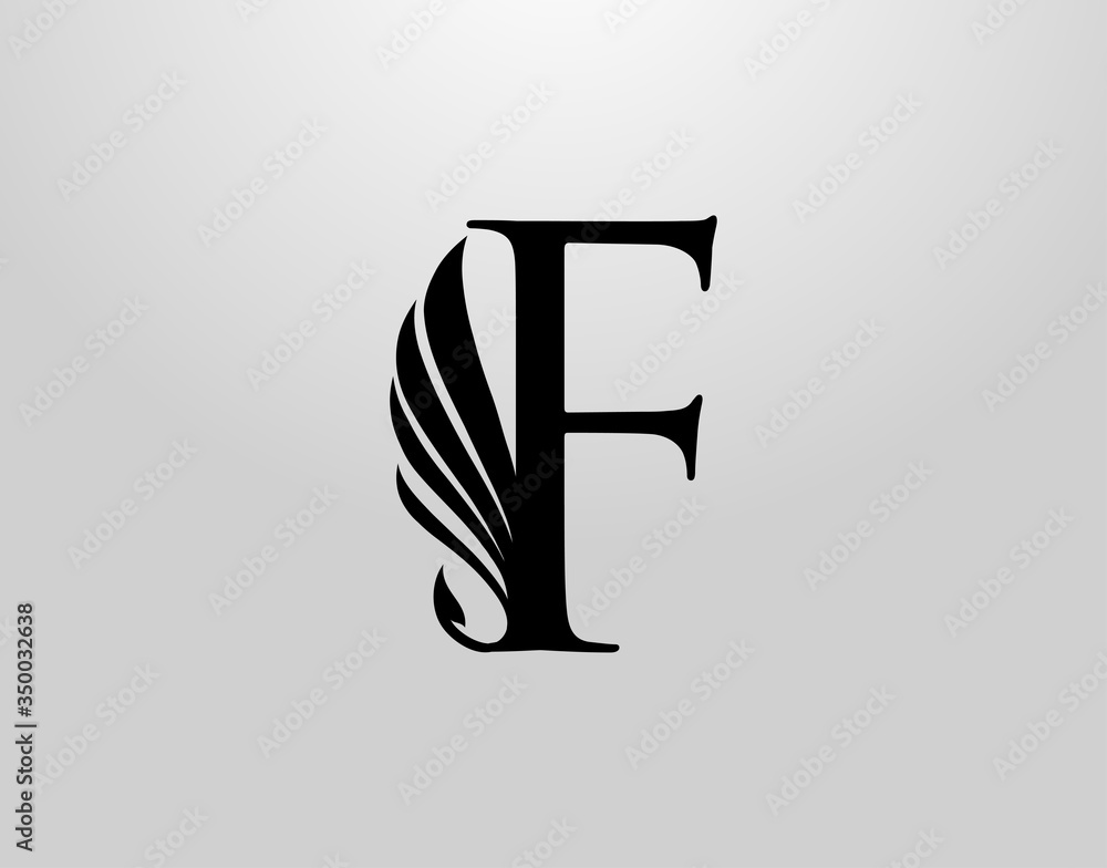 Initial F Classic Wing Logo. Heraldic F Letter Design Vector with Wing and Tale Shape Design. Initial F Classic Wing Logo. Heraldic F Letter Design Vector with Wing and Tale Shape Design.