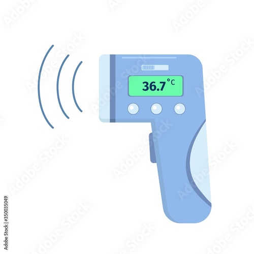Infrared medical thermometer. Non-contact device for body temperature check. Prevention of viral infections and coronavirus spread. Vector illustration. in flat style.