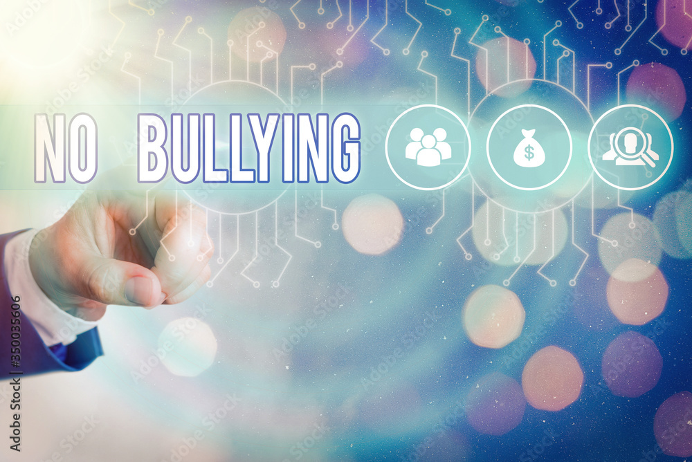 Fotografie Writing note showing No Bullying