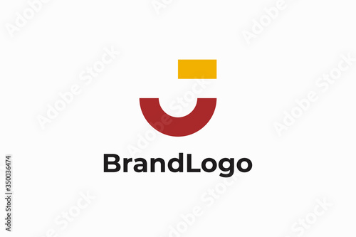 Abstract Initial Letter J Logo. Red and Yellow Cut Style isolated on White Background. Usable for Business, Technology and Branding Logos. Flat Vector Logo Design Template Element.