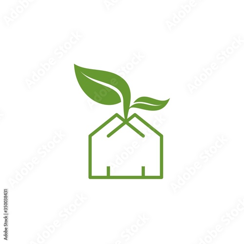 simple green house leaf agriculture logo and vector icon