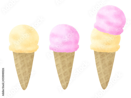 Ice cream scoops in waffle cones