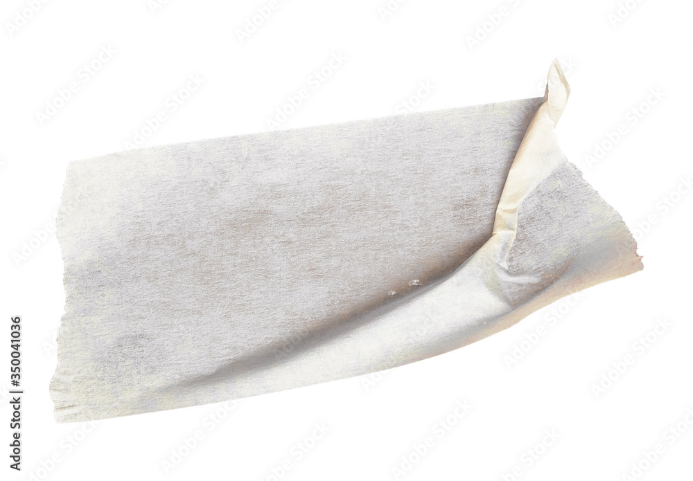 Naklejka premium White adhesive paper tape stick over isolated background, blank fastening packaging wrinkled sticker