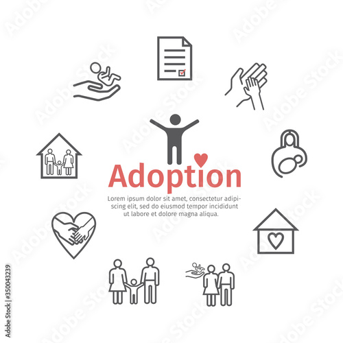 Adoption line icons set. Infographics. Vector signs for web graphics