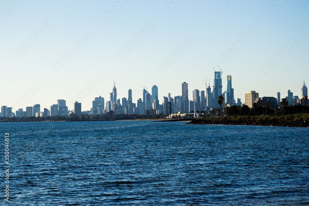Beautiful ocean with melbourne city at the background