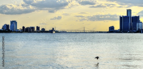 View of bridge connecting Detroit and Ontario
