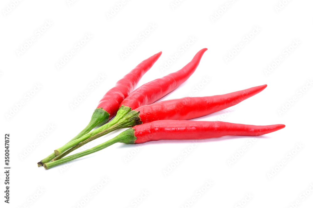 Red hot chili peppers isolated on white background. Selective focus Red hot chili peppers isolated on white background. Selective focus