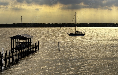 Sailboat crossing the Indian River, in Florida