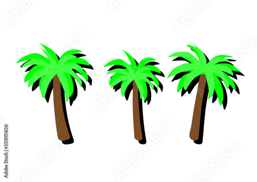 Palm trees flat vector with shadow