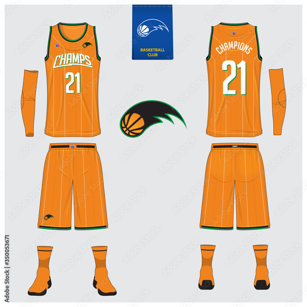 Basketball Uniform Mockup Template Design Basketball Stock Vector