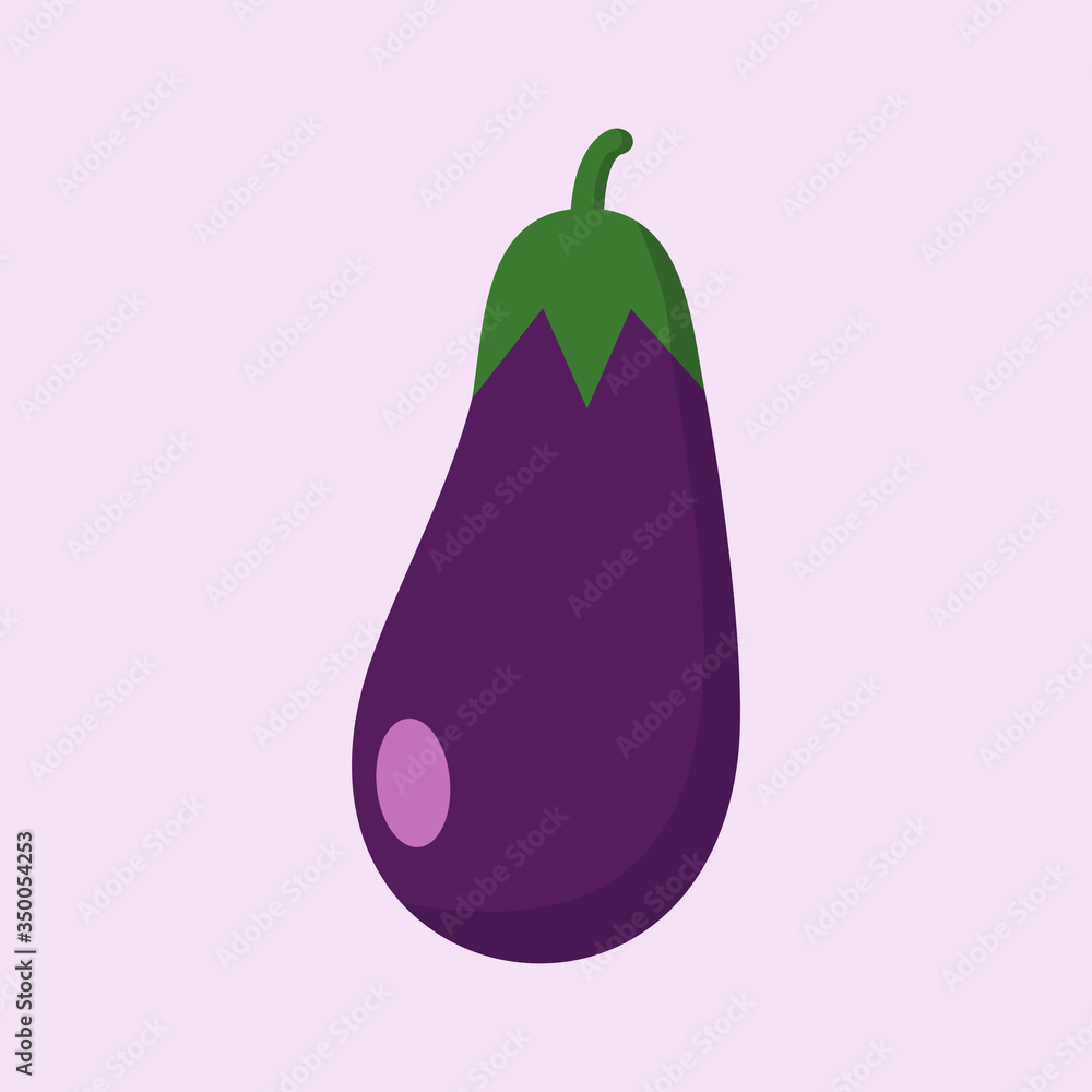 Vector illustration of eggplant. isolated object on a color background. Vegetarianism, vegan, mascot, healthy food, organic vegetables . For restaurant, culinary Vector illustration of eggplant. isolated object on a color background. Vegetarianism, vegan, mascot, healthy food, organic vegetables . For restaurant, culinary
