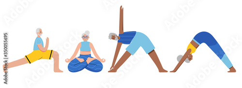 Yoga flat vector illustration. Healthy lifestyle