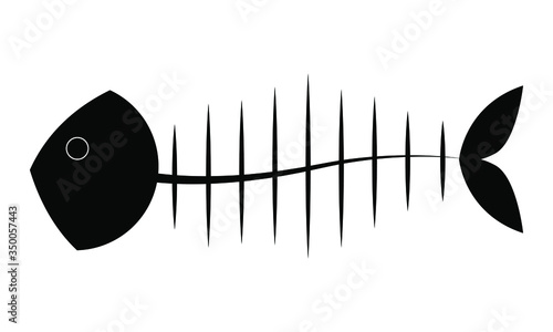 Fish bone, fishbone, fish skeleton isolated on white background flat vector illustration icon for fishing, wildlife apps or websites or club logo.