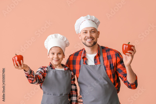 Male chef and his little so...