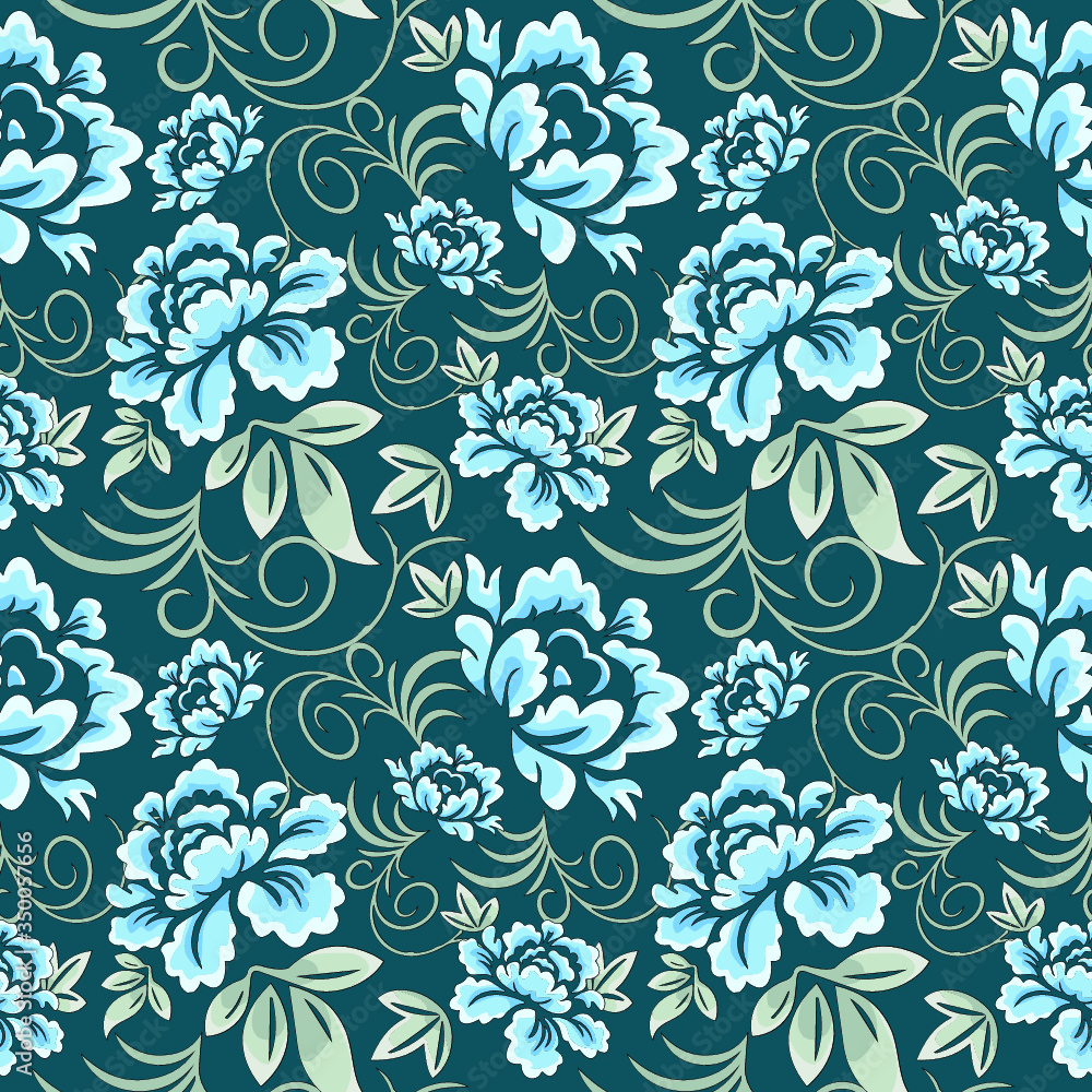  Flower vintage vector seamless pattern.