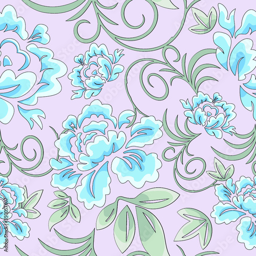  Flower vintage vector seamless pattern.