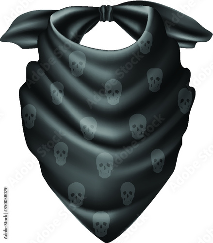 3d realistic vector cowboy black bandana with sculls.