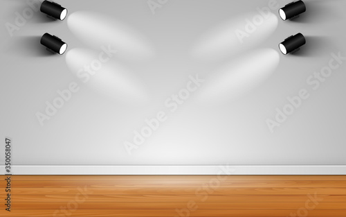 spotlight on the white wall in the room